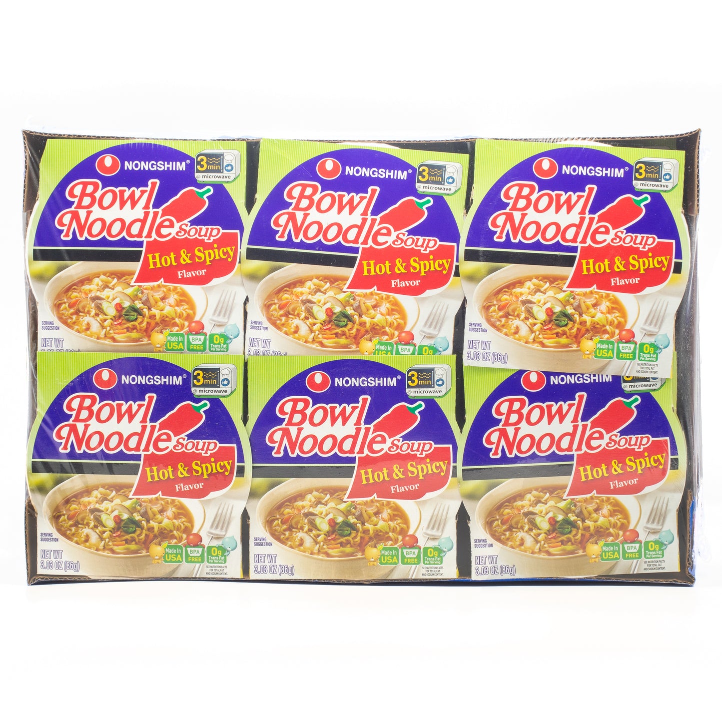 Nongshim Bowl Noodle Soup Hot & Spicy Flavor (辣碗面12 PACK)